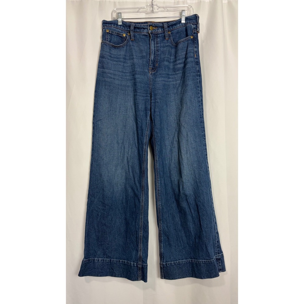 J.Crew Wide Leg Trouser Jeans Medium Wash High Rise Denim Size 30 Classic